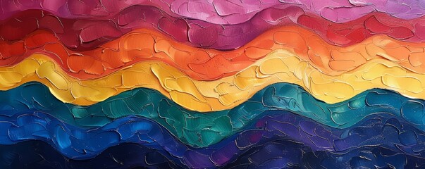 Wall Mural - Celebrate with flowing lines of bright hues embodying abstract rainbow pride in a festively colorful display