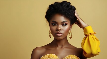 Beautiful attractive black woman model sad expression