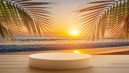 Wall Mural - Sunny Serenity: 3D Minimal Display Podium for Summer Products