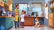 © Mark - Dog and cat on counter in vet clinic with veterinarian and doctor