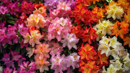 Wall Mural - Rhododendron spp or Azalea flowers display captivating and diverse colors