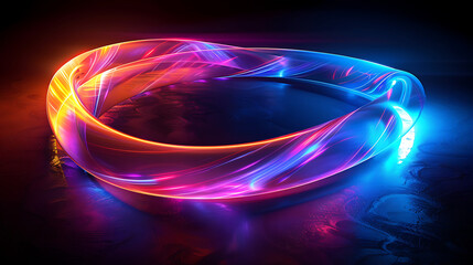 Canvas Print - abstract background with glowing spiral neon ring lights