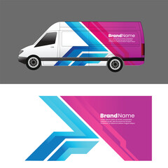 Wall Mural - cargo van car body sticker design vector. freight forwarding company cargo van