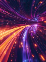 Wall Mural - Violet and tangerine rapid digital backdrop.