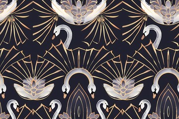 Wall Mural - Vintage swan pattern 