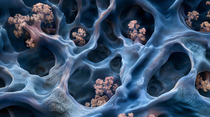 Surreal blue coral-like structure