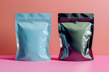 Wall Mural - Two ziplock packaging bag mockup on isolated background