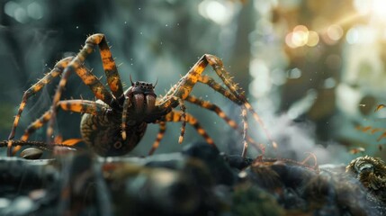 The spiders walking on the rocks are very beautiful. seamless looping time-lapse virtual 4k video Animation Background.