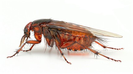 Poster - Detailed view of a fly on a white background, suitable for various projects