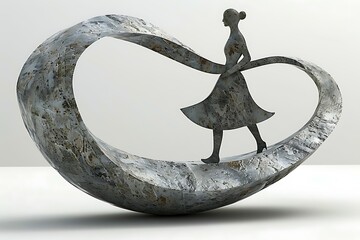Stone carving 3D image of 8 march international women's day. white background. figure eight infini