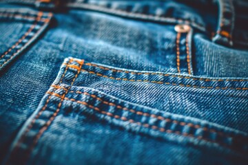 Poster - Detailed shot of blue jeans, versatile image for fashion or casual concepts