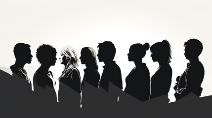profile silhouette faces of different people. vector illustration isolated on white background