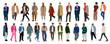 © Creative_Juice_Art - Bundle of Street fashion men vector illustrations. Young men wearing trendy modern street style outfit standing and walking. Cartoon stylish male characters isolated on transparent background.