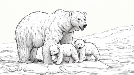 a heartwarming image of a polar bear mother with her adorable cubs. suitable for nature and wildlife
