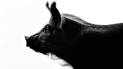 Sticker - A striking black and white image of a boar. Perfect for wildlife enthusiasts