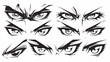 © Mark - Isolated background of Japanese anime eyes. Trendy Y2K eyes with facial expression graphic. Diverse comic book characters.