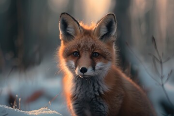 Canvas Print - A close up of a fox in the snow, perfect for wildlife themes