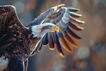 Poster - Majestic bald eagle soaring in the sky, suitable for wildlife and freedom concepts