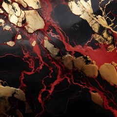 Wall Mural - Gold, black, and red marble background
