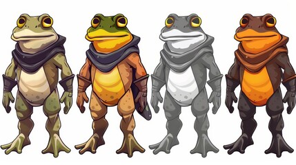 Wall Mural - Cartoon character illustration of a male frog, including flat and line art design, isolated on white, modern clip art illustration.