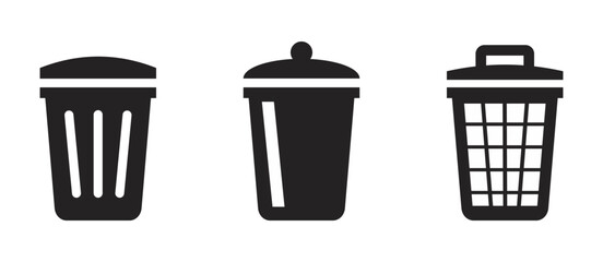 bin icon set vector in black colour