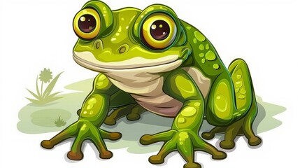 cute cartoon frog isolated on white background as a modern illustration