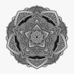 Wall Mural - Beautiful floral pattern mandala art isolated on a black background - Vector Eps 10