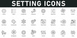 © Icon Zilla - Setting Icons vector illustration with thin line editable stroke containing options, configuration, preferences, adjustment, operation, equalizer, user setting, customization, parameters, modification