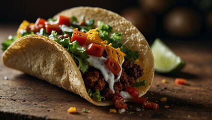 Poster - Delicious mexican authentic Taco with beef 