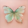 © sorapop - A delicate butterfly with wings in shades of pastel blues and greens, against a soft pink background., AI Generative