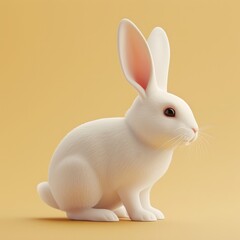 Wall Mural - Creamy White Rabbit Create a 3D rabbit icon in creamy white, with soft fur and a playful stance, AI Generative