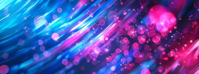 Poster - Galaxy, data transfer technology concept wallpaper texture background banner illustration - Abstract futuristic backdrop webdesign with blue pink purple pattern, neon lines..