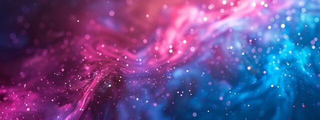 Poster - Galaxy, data transfer technology concept wallpaper texture background banner illustration - Abstract futuristic backdrop webdesign with blue pink purple pattern, neon lines..