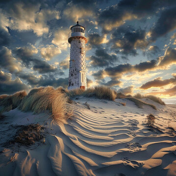 close up high definition photograph of lighthouse on a sandy beach