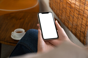 Aufkleber - phone white blank screen in hand holding