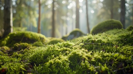 Forest moss and trees poster background