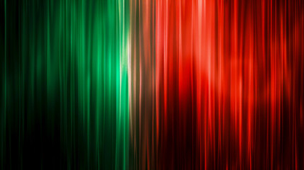 Wall Mural - A red and green striped curtain. The curtain is hanging on a wall