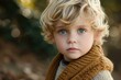 © anatolir - Portrait of a charming toddler with wavy blonde hair and bright blue eyes in natural light