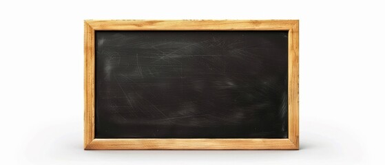 Wall Mural - Empty blank old anthracite blackboard with wooden frame and space for text, isolated on white background  - School education concept template