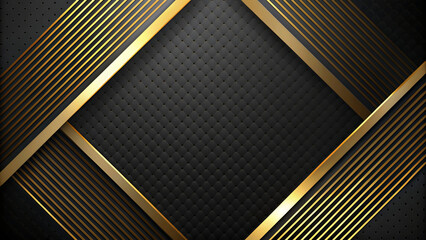 Gray textured metallic background with gold striped ribbon design element