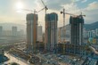 © Mikhail Vorobev - High-quality image of mega residential towers complex under construction for real estate investment
