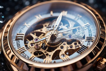 Aufkleber - Highly detailed mechanical watch movement with visible gears and ruby bearings
