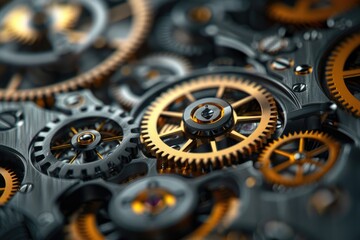 Aufkleber - Close-up of an intricate mechanical watch movement