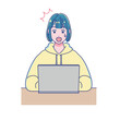 © アーモンド1000 - パソコンを使って勉強するアニメ調の女の子