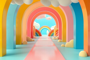 Sticker - colorful arched stage for children