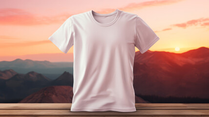 Wall Mural - T-shirt mockup, dual view front and back, blurred background,