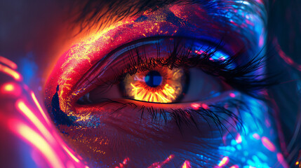 Wall Mural - A close up of an eye with colorful makeup