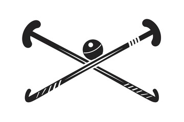 field hockey. sports supplies for playing on a white background. hockey stick and ball. crossed stic