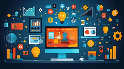 Set of design and development people illustrations. Flat design vector illustrations of graphic and web design and development, social media, creative process, app development