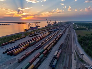 Unveiling the Transshipment Terminal: A Bird's Eye View near Poltava, Ukraine - July 2019